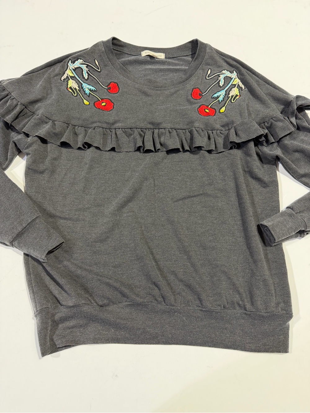 Stevie Hender Charcoal Gray Crewneck Top